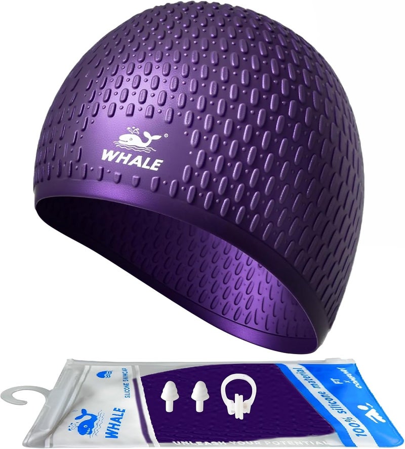 Whale Whlae Extra-Large Swim Cap, Featuring A Durable Silicone Strap and Waterproof Ear Design, Suitable for Long Hair, Thick Curly Hair and African Braids - Image 1